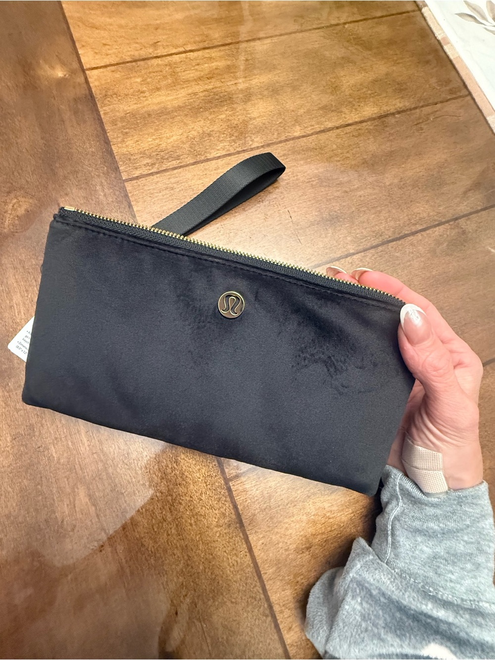 *NWT* Lululemon athletica Black Wristlet Pouch with Gold Accent